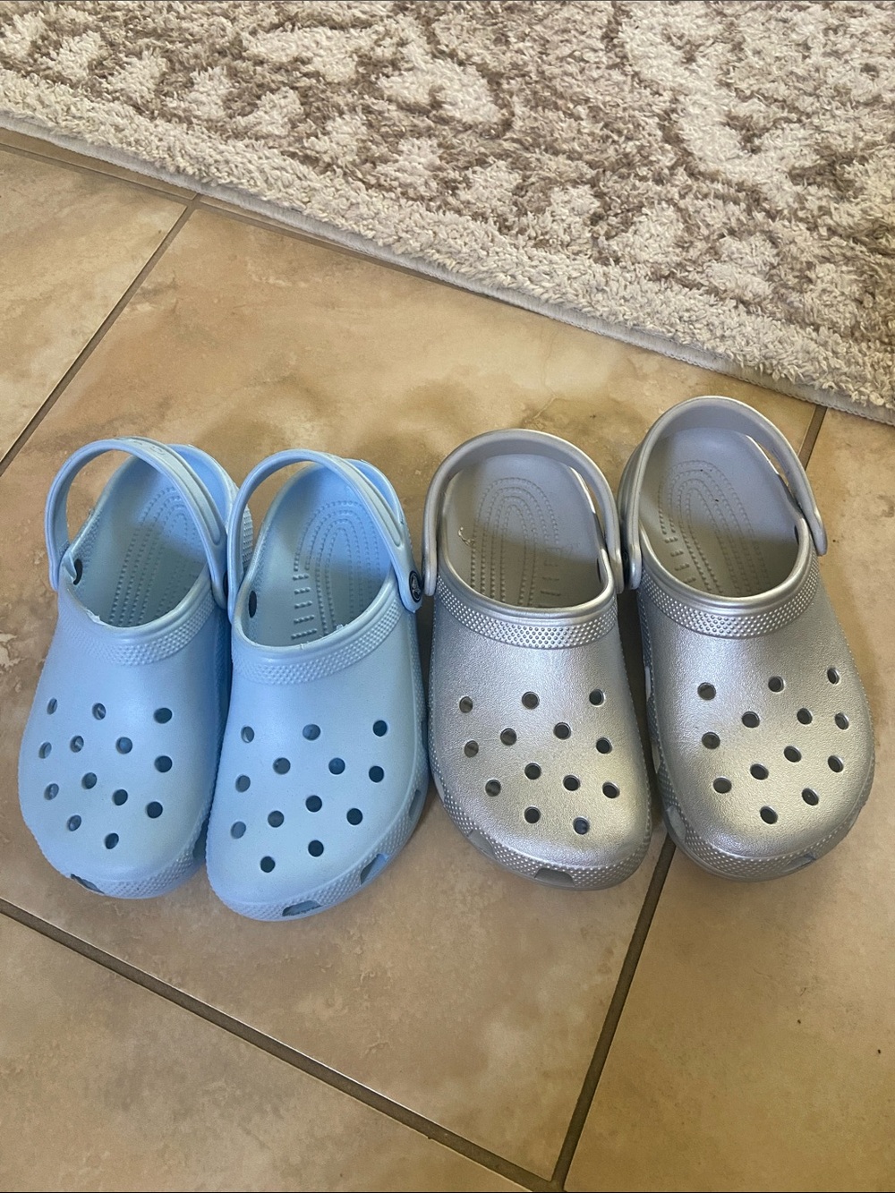 CROCS Kids Light Blue & Silver Classic Clogs